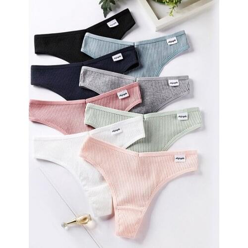 8pcs Sexy Cotton Thongs For Woman Underwear Lady T-back For Woman Panties Sports Female Thongs Lingerie New Woman Intimates New