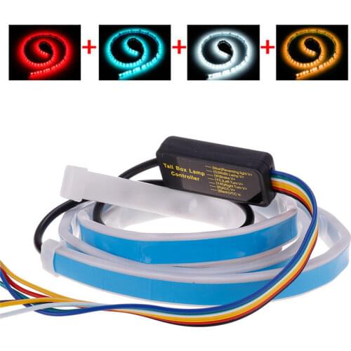 1.2m 12V Car Four Colors Flow Type 36 LED Car Tailgate Strip Waterproof Brake Driving Turn Signal Daytime Running Luggage Light