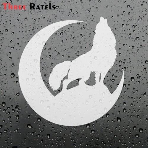 Three Ratels FD430 Cool Moon Wolf Reflective Vinyl car Decal Window Bumper Sticker