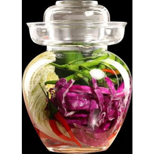 Thickened Transparent Glass Pickle Jar Sichuan Chinese Kimchi Jars Sealed Storage Pickled Pickling Container Kitchen Accessories
