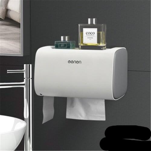Waterproof Toilet Paper Organizer Double-Layer Roll Paper Box Bathroom Tissue Holder Shelf Portable Wall-Mounted Storage Rack