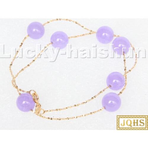 Selectable natural 16" 10mm Chain round lavender green purple jades beads Choker necklace GIFT packing c128