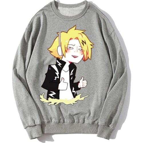 Boku No Hero Academy Funny Hoodie Kaminari Denki Anime Men Unisex Pullover Hoodies Sweatshirt Harajuku Streetwear