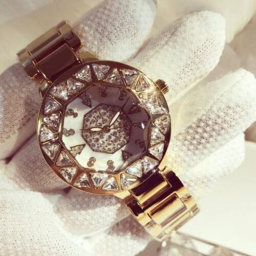 SERYNOW Watches for Women Crystal Gold Quartz Watch Popular Diamonds Stainless Steel Ladies Wrist Watches Relogio Feminino