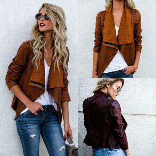 Womens Casual Classic Suede Long Sleeve Cardigan Suit Jacket Fashion