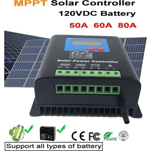 LCD Display 50A 120V MPPT solar power controller max 260V Solar Panel ,120V all type Battery Regulator Charge Controller