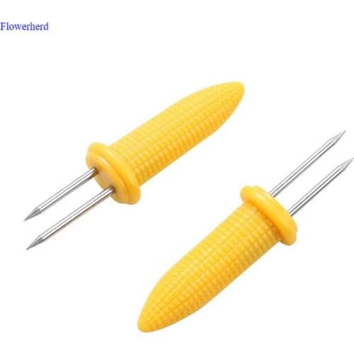10pcs New Outdoor Barbecue Tools Fruit Fork Small Stainless Steel Corn Needle Creative Barbecue Fork Kitchen Tools Corn Holder