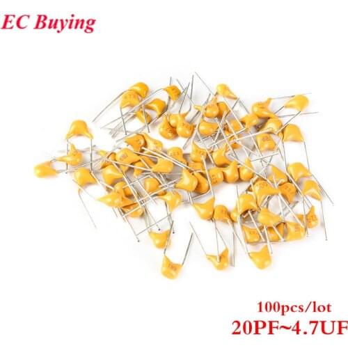 100Pcs 50V Monolithic Ceramic Capacitor 20PF ~ 4.7UF 22PF 47NF 220NF 1NF 4.7UF 1UF 100NF 330NF 102 103 104 105 473 681 5.08mm