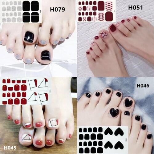 22tips/sheet Toenail Art Sticker Sparkle Glitter Heart Toe Nail Wraps Full Cover Polish Foot Decorations Adhesive Foils Manicure