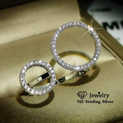 CC Rings For Women Asymmetry Circle Cubic Zirconia Adjustable Index Finger Ring Fashion Simple Jewelry Drop Shipping CC3136