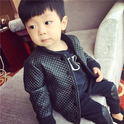 Kids autumn winter clothes Children Jacket for baby Boys Outerwear Childrens PU Leather Coat black toddlers warm thick