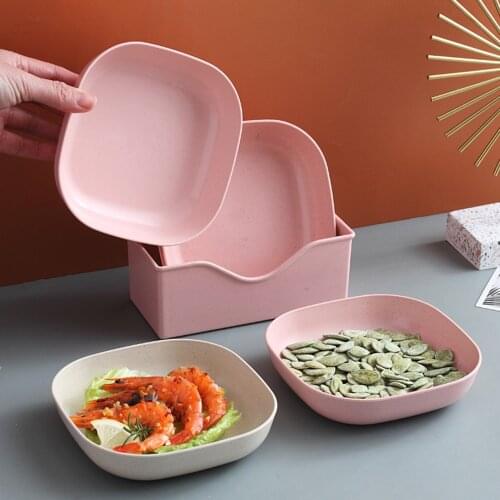 Childrens Tableware Baby Eating Tableware Set Plastic Plate Spit Bone Snack Cake Dessert Candy Plate Dining Table Trash Plate