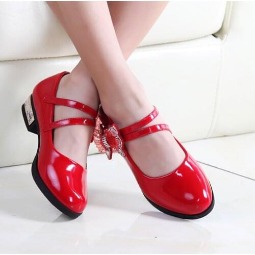 Kids Girls Shoes Bowknot Rhinestone Leather Shoes School Girls Dress Sneakers Spring Autumn Wedding Party Dress Shoe For Girls
