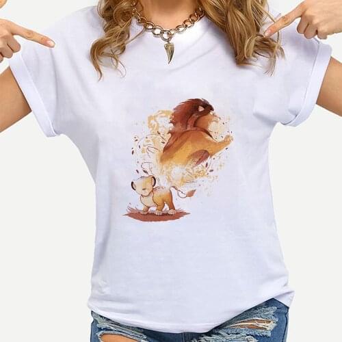 Disney Lion King Tees Female Simba and Best Friends Printed Hakuna Matata Women Clothing Urbano Holiday Casual Tops Streetwear