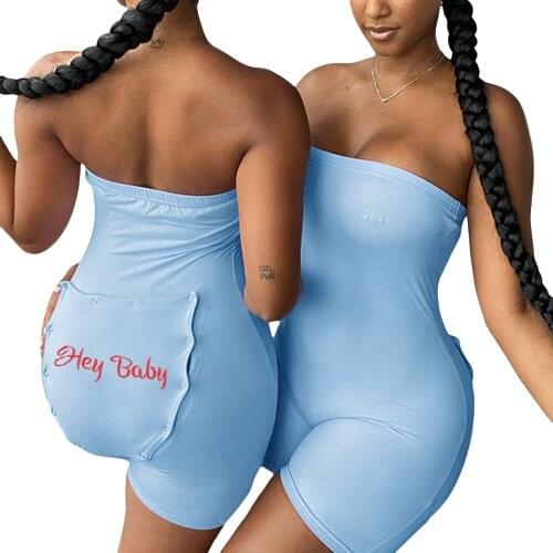 Women Strapless Short Jumpsuit Fashion Sleeveless Solid Color Bodycon Tube Top One Piece Romper Leotard Overalls