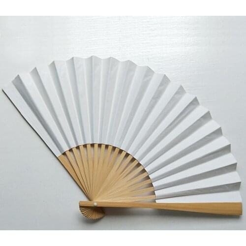 Hot Chinese Style 7 Inch Folding Paper Fan Pattern Folding Dance Wedding Party Lace Silk Folding Hand Held Solid Color Fan Gifts