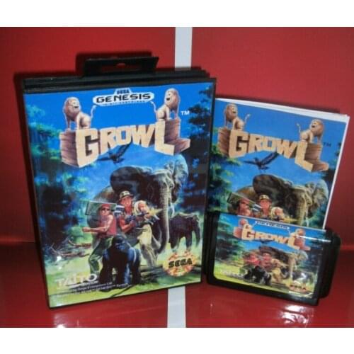 Growl - MD Game Cartridge US Cover with box and manual For Sega Megadrive Genesis Video Game Console 16 bit MD card