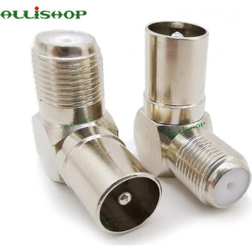 90 Degree Right Angled TV Aerial Cable Connector RF Coaxial F Female to TV Male Plug to Female Socket RF Adapters Connector
