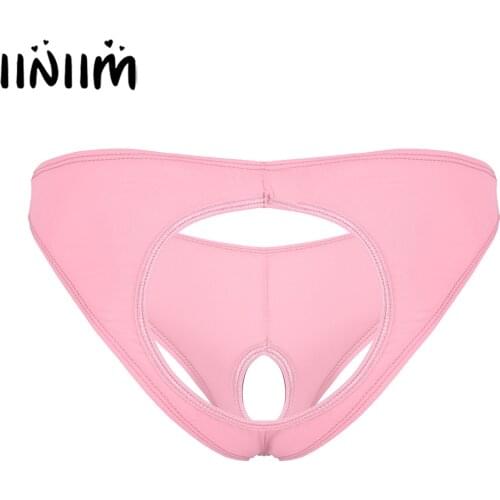 Mens Hollow Out Open Butt Briefs Exotic Panties Lingerie Party Underwear Low Waist Elastic Waistband Open Penis Sissy Underpants