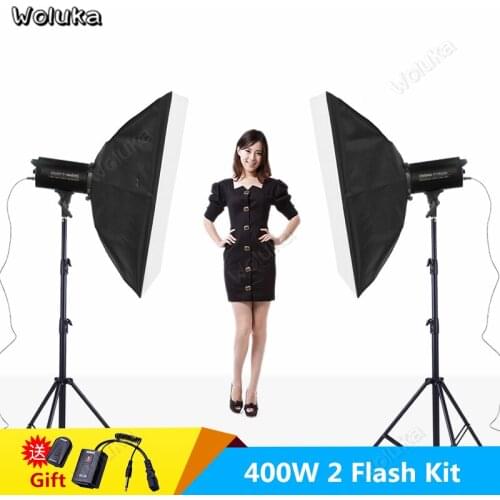 400W Studio Flash Set Double softbox + light stand Flash Trigger Photography Lighting Shooting Indoor Photo Kit CD50 T10