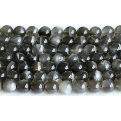 Real Genuine Natural Black Moonstone flash light Round Loose Gemstone Ball Beads 6-12mm 15" 05146