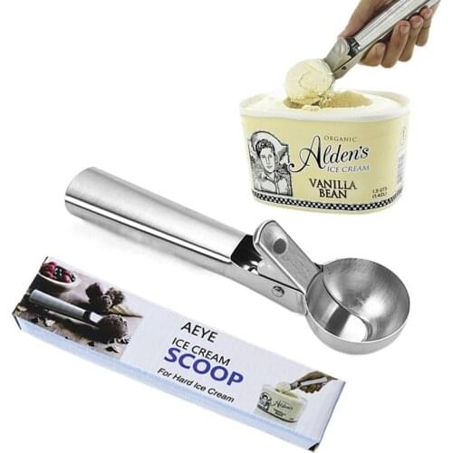 Stainless Steel Ice Cream Scoop Kitchen Accessories Ice Cream Tools Anti-freeze Handle Scoops Kitchen Utensils Watermelon Spoon