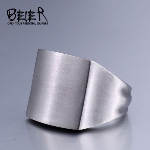 BEIER High Dull Polished Ring Signet Solid Fashion Mans 316L Stainless Steel Biker Plated Unique Jewelry For Men BR8-638