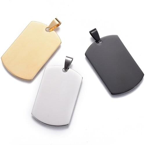 20x Steel 316 Surgical Stainless Rectangle Stamping Blank Tag Pendants Charms for Jewelry Making DIY Handmade Necklace Bracelet