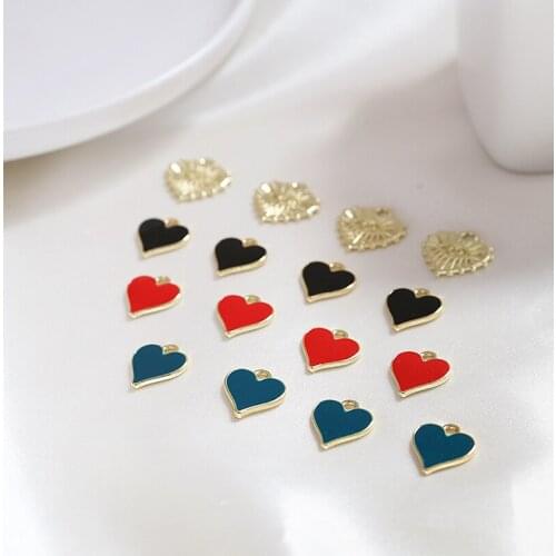 10pcs Simple Heart Shape Earrings alloy love eye pendant single-sided jewelry material earrings necklace bracelet with jewelry