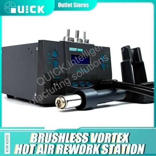 Quick 861X Hot Air Gun Soldering Station lead-free Rework Station 1300W Soldering Iron Kit Desoldering Station with 3 air nozzle
