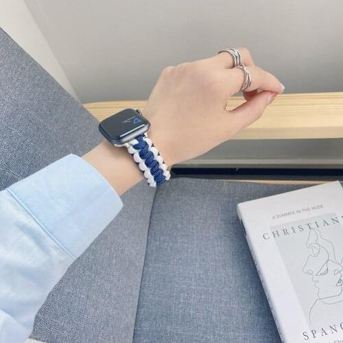 38mm 42mm Strap For Apple Watch Series 4 3 2 1 Adjustable Woven Rope 40mm 44mm 6SE 5 for iWatch Band Colorful Lady Bracelet