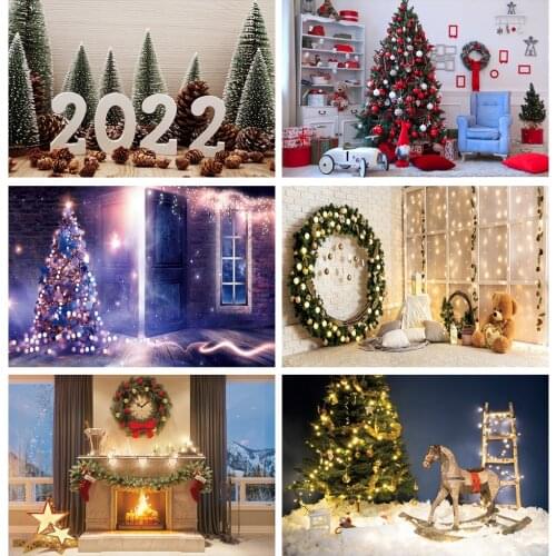 Christmas Backdrop For Photography Fantasy Glitter Dots Christmas Tree Interior Scene Family Shoot Photo Background Photo Studio