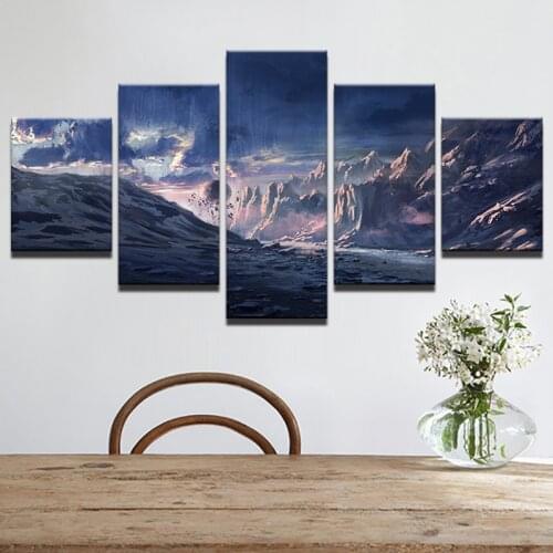 Modern Painting Frame Art Poster Wall Modular Picture Home Decor 5 Panel Mountain Peaks Print On Canvas For Living Room