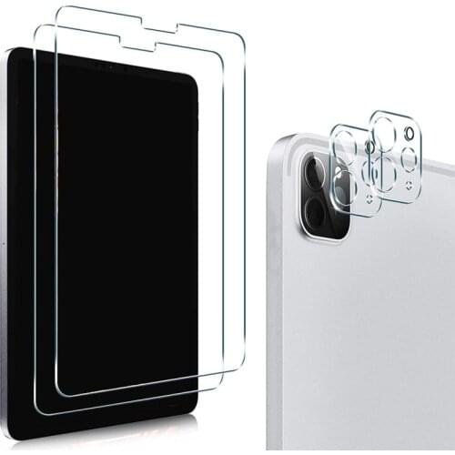 HOT-Screen Protector for iPad Pro 2020 2021 11 Inch, 2 Pack Camera Lens Protector,Tempered Glass Anti-Scratch Case Friendly
