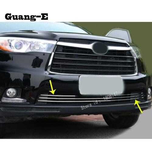 Car styling cover protection detector trim alloy Front up Grid Grill Grille Around 3pcs for Toyota Highlander 2015 2016 2017