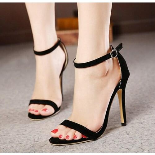 Fine high-heeled word open toe sandals female 2019 summer new womens shoes new Europe and America large size high heels