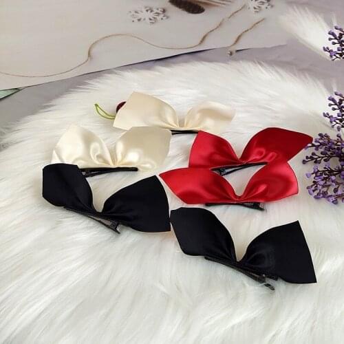 1 Pair New Bowknot Hair Clips Solid Vintage Side Hairpin Cute Girls Simple Style Barrettes Headdress Accessories For Women