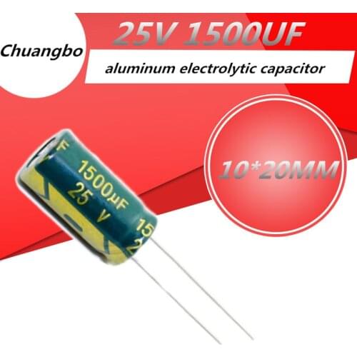 10-20pcs 25V 1500UF 10*20MM Higt quality Low ESR/Impedance high frequency aluminum electrolytic capacitor 10*20MM 25V 470UF 20