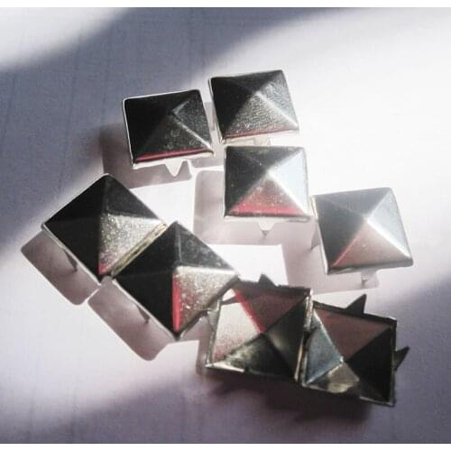 10mm silver color square metal rivets 4 claws rivet and studs for leather craft DIY jewelery bag shoes belts accessories