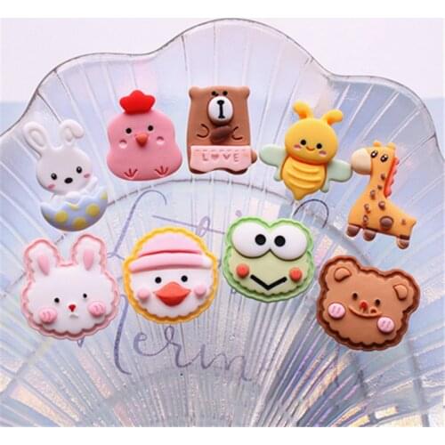 10Pcs/lot Cartoon Bear Bee Flat back Resin Cabcohon Kawaii Animals Scrapbooking for Decoration Crafts DIY Hair Bows Accessories