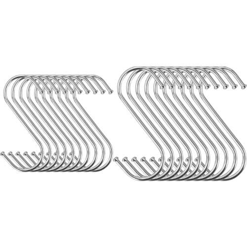 094C 10 Pcs S Shaped Hooks Clasp Heavy Duty Stainless Steel Hanger Hanging Organizer
