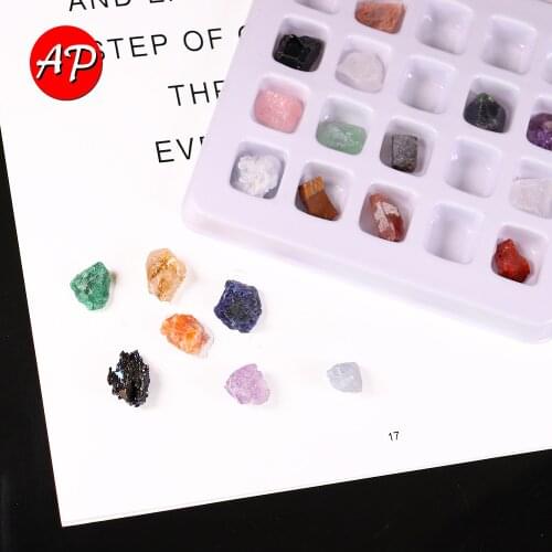 20pcs/Set Natural Quartz Minerals Specimen Box Fossiles Raw Galet Crystals Agates Geography Education Irregular Stone Decorate