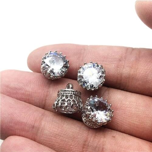20pc Zircon Copper Buttons Cubic Zirconia Button Bead CZ Beads Charms Findings DIY Accessories 10/12mm DYI22