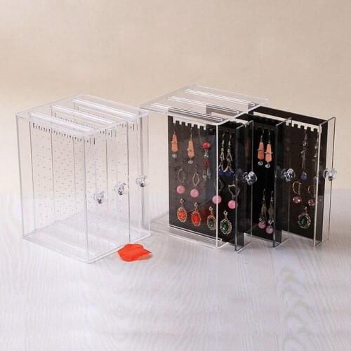 2019 Dustproof Acrylic Earrings Display Stand Shelf Jewelry Storage Box Drawers Rack Holder Storage Case (Jewelry Not Included )