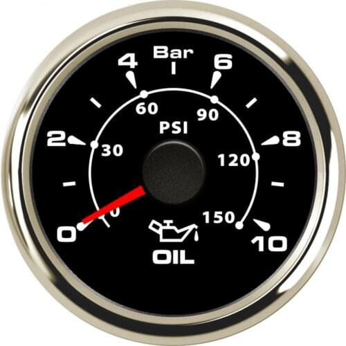 7 Colors Backlight Auto Marine Oil Pressure Gauges 10 Bar Oil Pressure Gauge Meters 52 mm 9~32V for Boat Yacht Car