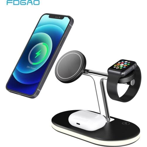 3 in 1 Wireless Charger Stand Magnetic 15W Fast Charging Station for Magsafe iphone 12 Pro Max Airpods Pro Apple Watch Chargers