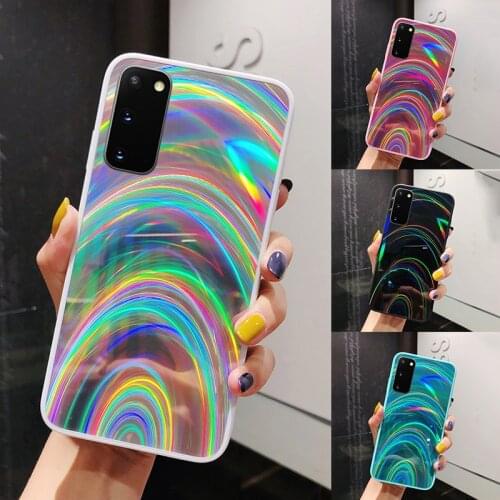 LOVECOM Colorful Rainbow Laser Case For Huawei P40 P30 P20 Pro Mate 30 20 Pro Luxury Case Acrylic Soft Phone Back Cover Cases