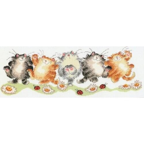-bt playing cat Cross Stitch Set Cross-stitch Kit Embroidery Needlework Craft Packages Cotton Fabric Floss