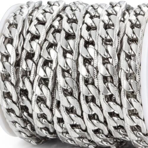 1 Meter Stainless Steel Curb Cuban Chain NK 1:1 Large Chains Punk Rock Jewelry Making Diy Necklace Bracelet Supplies Width 9mm