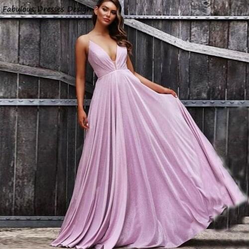 2021 Spaghetti Strap Evening Dresses Sexy V-neck Criss Cross Backless Long A-line Lilac Prom Dress Robe De Soiree De Mariage